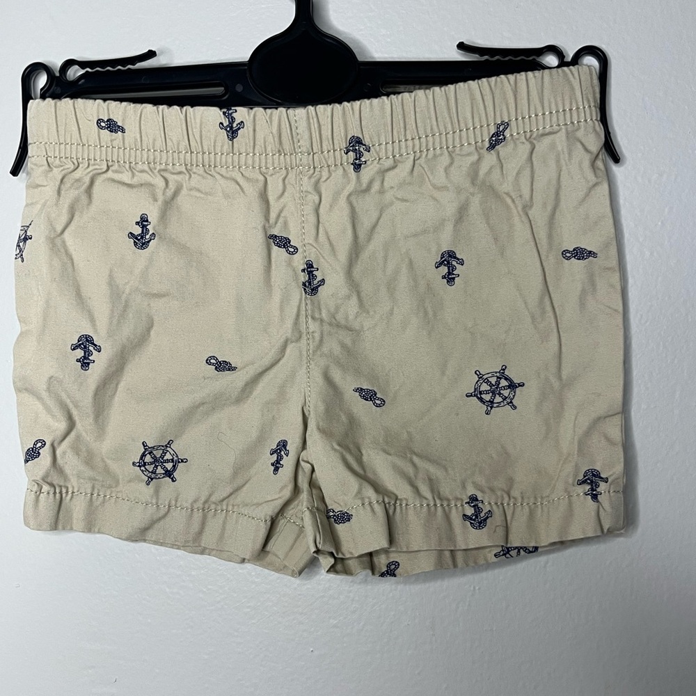 Nautical Fisherman Carter’s Beige Blue Print Shorts, Baby Boys Size 6 Month